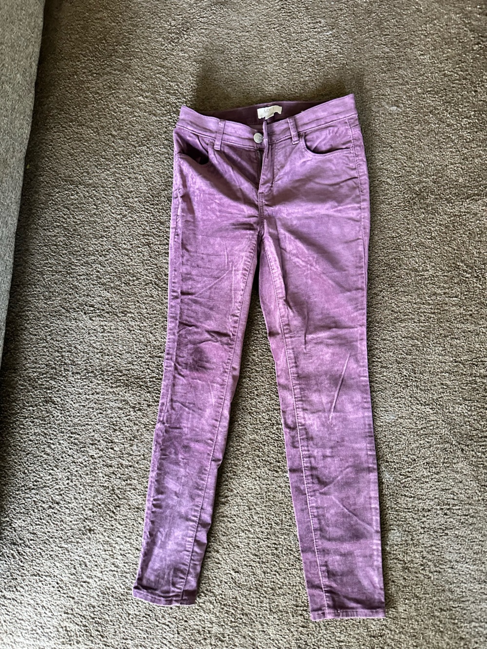 🔥 LOFT OUTLET lavander  Suede Corduroy Skinny Pants Size 00P! Super Cute!
